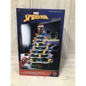 Spider-Man Ceramic Christmas Tree With Lights 11.6 " Holidays Marvel Spider Man